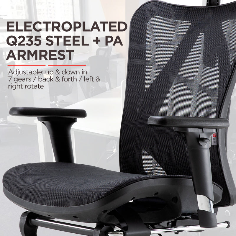SIHOO M57 Ergonomic Office Chair Desk Chair Computer Chair with Adjustable Headrest Backrest and Armrest - Black