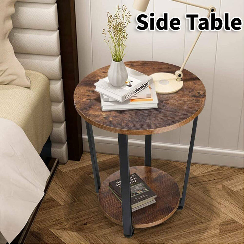 Viviendo 57cm Side Table Steel and Wood Bedside Table Industrial Style