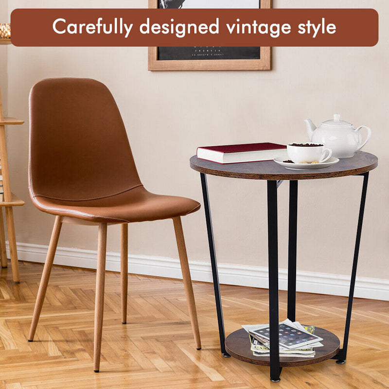 Viviendo 57cm Side Table Steel and Wood Bedside Table Industrial Style