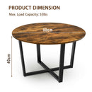 Viviendo 80cm diameter Round Coffee Table Industrial style Steel and Wood
