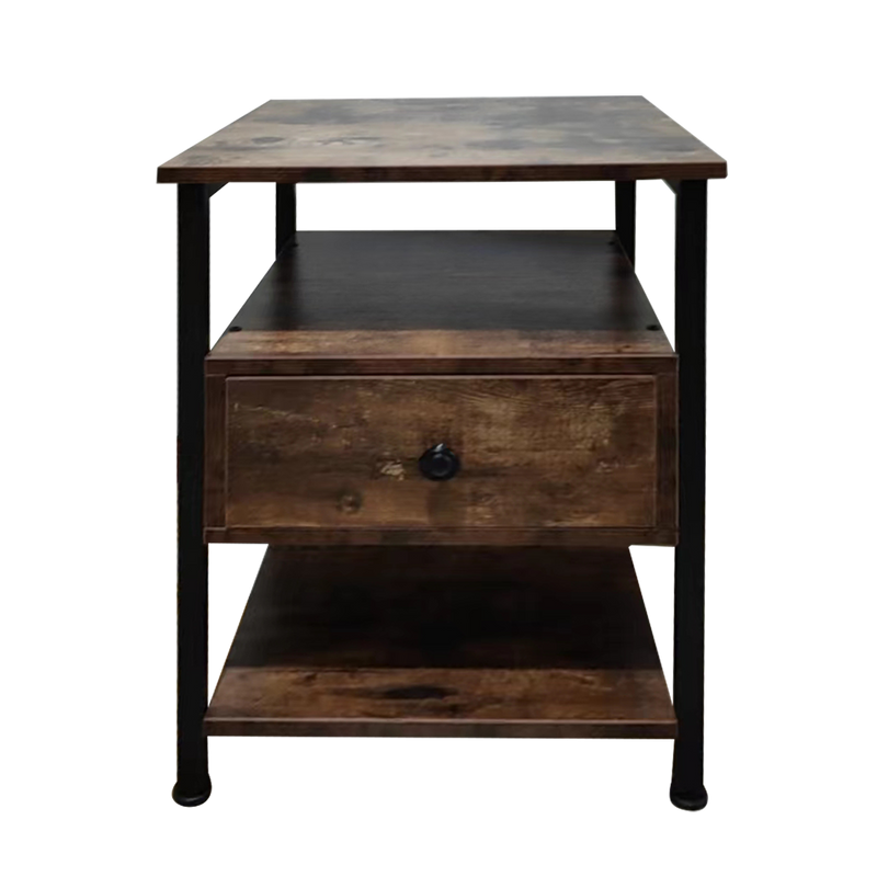 Viviendo Side Table Bedside table with 1 drawer Industrial Style Steel and Wood