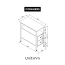 Viviendo 2 drawer Side Table Bedside table with Industrial Style Steel and Wood