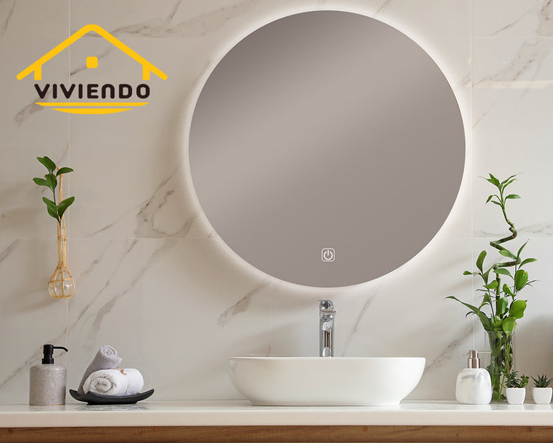 Viviendo LED Round Mirror Anti-fog Dimmable Light Vanity Mirrors for Bathroom - 50/60/70/80/90cm