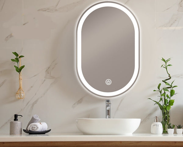 Viviendo LED Anti-Fog Mirror 50cm x 75cm Oval Wall Mounted Bathroom Vanity Dimmable LED Light with Touch Switch