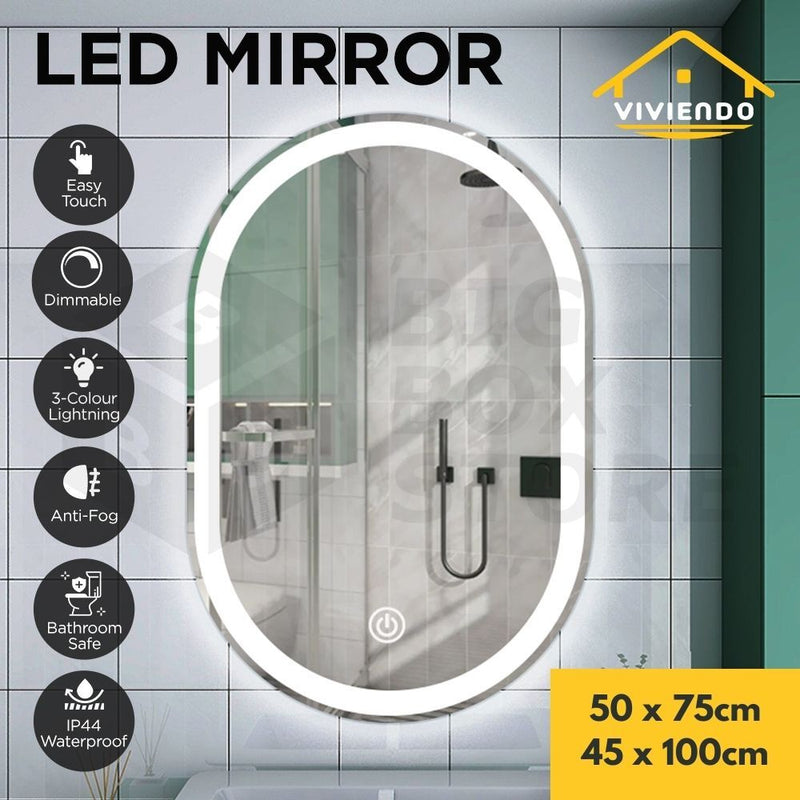 Viviendo LED Bathroom Oval Vanity Mirror Light Dimmable Anti-Fog Wall Mounted Touch switch Mirror Light