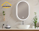 Viviendo LED Bathroom Oval Vanity Mirror Light Dimmable Anti-Fog Wall Mounted Touch switch Mirror Light