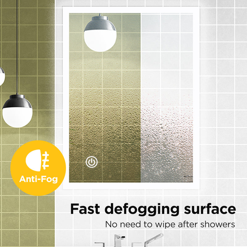 Viviendo LED Bathroom Rectangular Vanity Mirror Light Dimmable Anti-Fog Wall Mounted Touch switch Mirror Light - 70 x 100cm