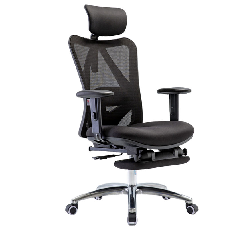 Sihoo M18 Ergonomic Black Adjustable Fabric Office Chair With Armrests and  Mesh Back