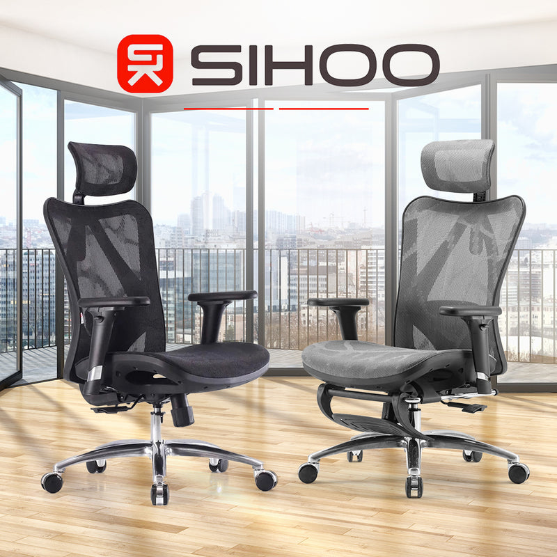 SIHOO M57 Ergonomic Office Chair with Built-in Footrest (Grey