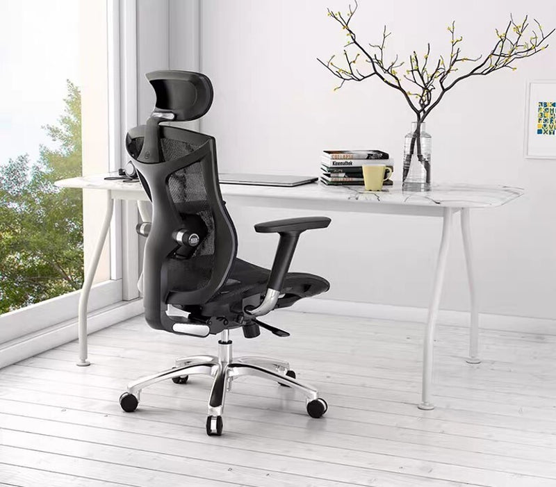 SIHOO V1 Ergonomics Executive Office Chair with Premium Mesh Seat Headrest Armrest and Backrest Lumbar Support - Black