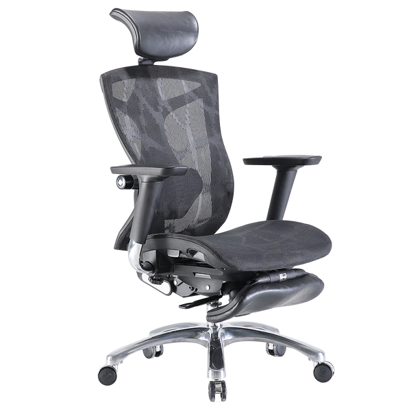 SIHOO V1 Ergonomics Executive Office Chair with Premium Mesh Seat Headrest Armrest Backrest Lumbar Support and Footrest - Black