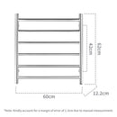 Viviendo Polished Premium Stainless Steel Electric Heated Towel Rack - 6 Bar