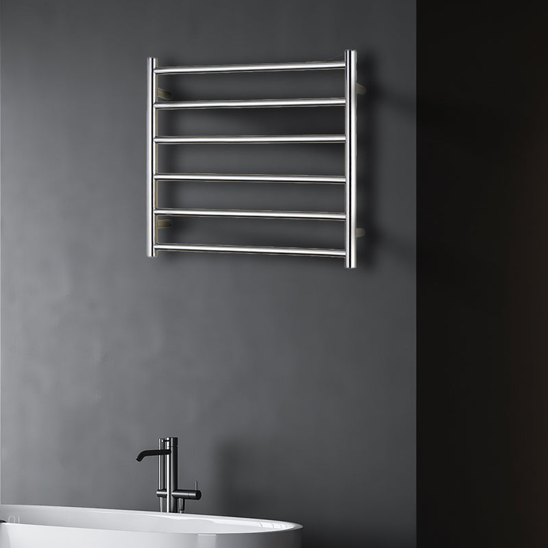 Viviendo Polished Premium Stainless Steel Electric Heated Towel Rack - 6 Bar