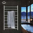 Viviendo Polished Premium Stainless Steel Electric Heated Towel Rack - 9 Bar