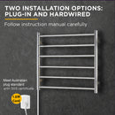 Viviendo Polished Premium Stainless Steel Electric Heated Towel Rack - 9 Bar