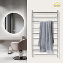 Viviendo Polished Premium Stainless Steel Electric Heated Towel Rack - 9 Bar