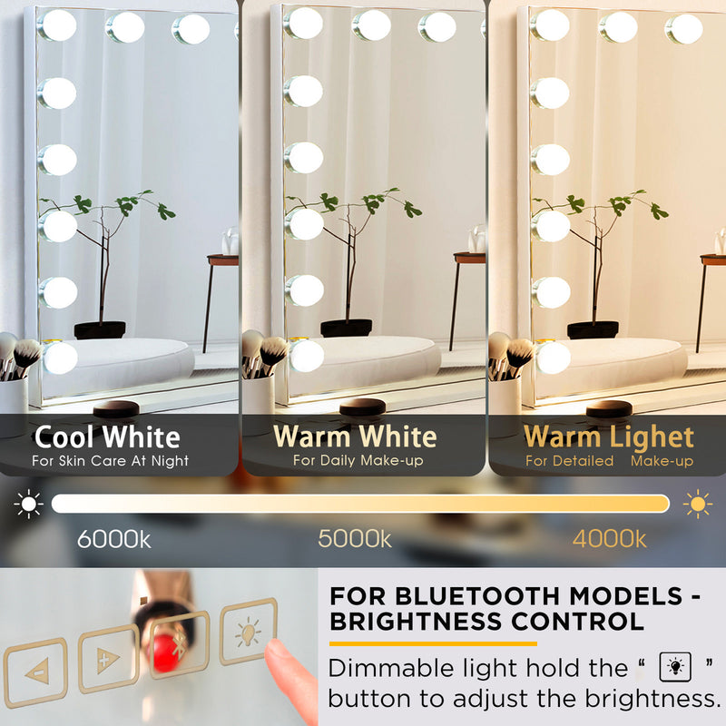 Viviendo Hollywood LED Lighted Makeup Mirror with 15 Dimmable Bulbs White