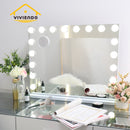 Viviendo Hollywood LED Lighted Makeup Mirror with Dimmable Bulbs, Tabletop or Wall-Mounted, White