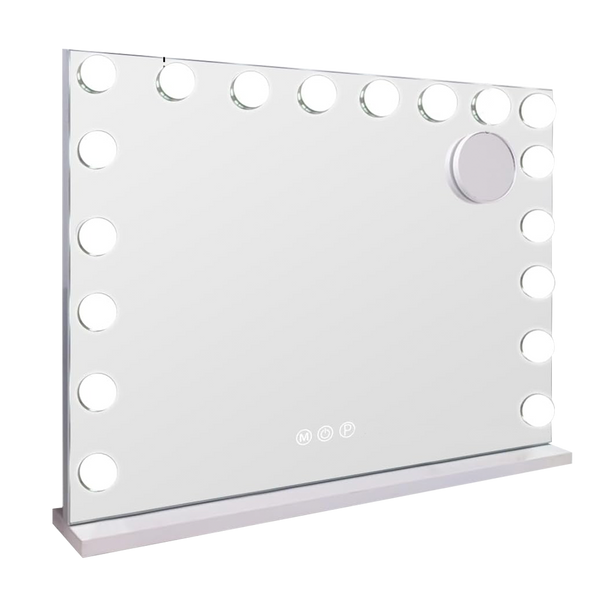 Viviendo Hollywood LED Lighted Makeup Mirror with Dimmable Bulbs, Tabletop or Wall-Mounted, White