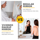 Viviendo Hollywood LED Lighted Makeup Mirror with Dimmable Bulbs, Tabletop or Wall-Mounted, White