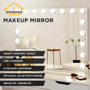 Viviendo Hollywood LED Lighted Makeup Mirror with 15 Dimmable Bulbs Bluebooth Speaker, Tabletop or Wall-Mounted, White