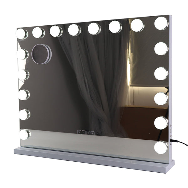Viviendo Hollywood LED Lighted Makeup Mirror with 18 Dimmable Bulbs Bluebooth Speaker, Tabletop or Wall-Mounted, White