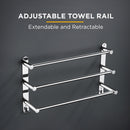 Viviendo Stylish Stainless Steel Adjustable Bathroom Towel Rack Rail Holder with Hooks