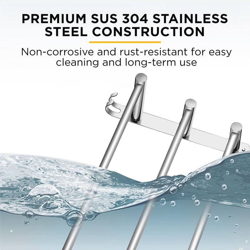 Viviendo Stylish Stainless Steel Adjustable Bathroom Towel Rack Rail Holder with Hooks