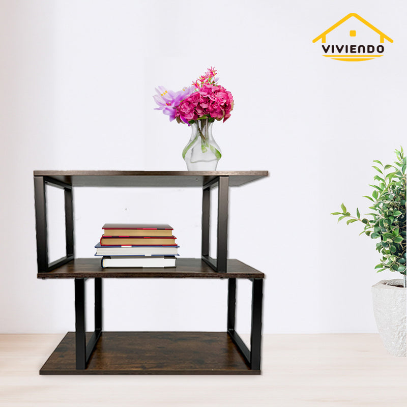 Viviendo  3 Tiers Display Bookshelf Storage Bookcase Wooden Shelving Table