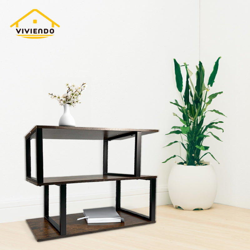 Viviendo  3 Tiers Display Bookshelf Storage Bookcase Wooden Shelving Table