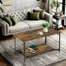 Viviendo  Rectangular Coffee Table Dining Furniture Wooden Rustic Vintage Metal