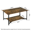 Viviendo  Rectangular Coffee Table Dining Furniture Wooden Rustic Vintage Metal
