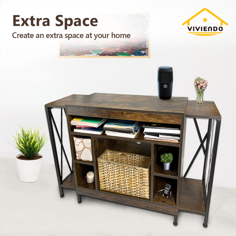 Viviendo Extendable TV Stand Cabinet Entertainment Unit Console Table Storage