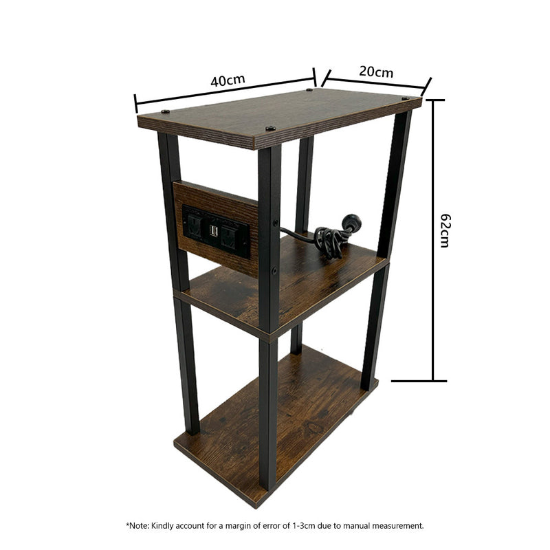 Viviendo Smart Side Table Bedside End with Charging Station USB Ports and Power Outlets