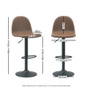 Viviendo Bar Stools Swivel Kitchen Dinning Height Chairs Gas Lift Barstool Brown x2
