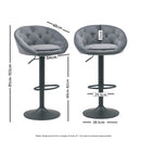 Viviendo Bar Stools Swivel Kitchen Dinning Height Chairs Gas Lift Barstool Grey x2