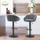 Viviendo Bar Stools Swivel Kitchen Dinning Height Chairs Gas Lift Barstool Grey x2