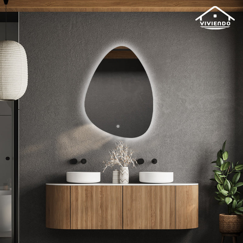 Viviendo 50x70cm LED Teardrop Wall Mirror Anti-fog Vanity Bathroom Mirrors Smart Touch