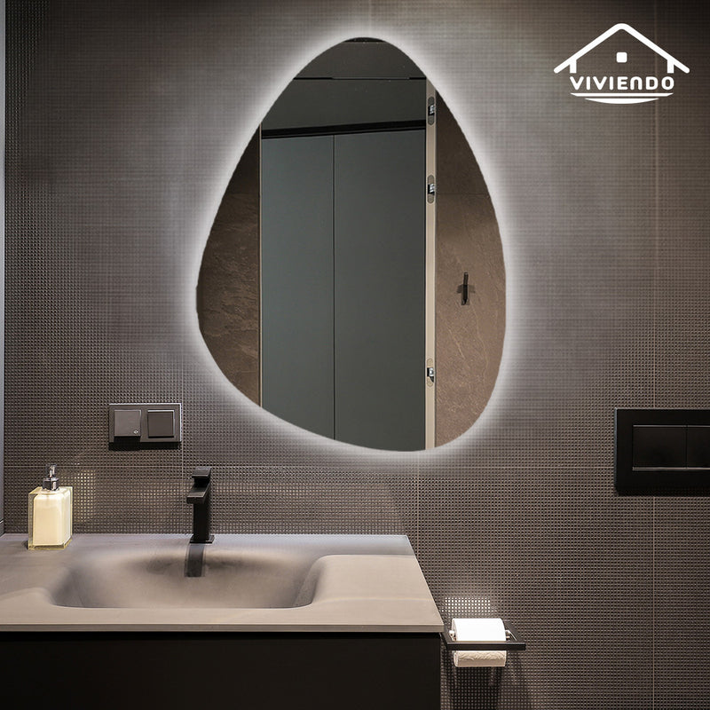 Viviendo 50x70cm LED Teardrop Wall Mirror Anti-fog Vanity Bathroom Mirrors Smart Touch