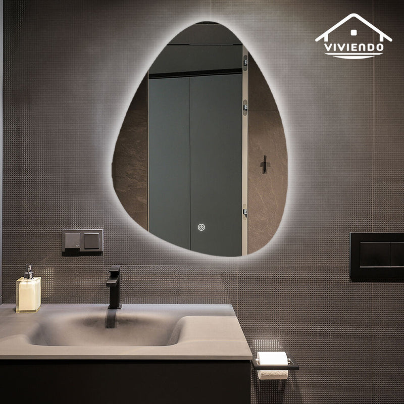 Viviendo 60x80cm LED Teardrop Wall Mirror Anti-fog Vanity Bathroom Mirrors Smart Touch