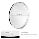 Viviendo 70cm Round LED Wall Mirror Anti-fog Vanity Bathroom Mirrors Smart Touch