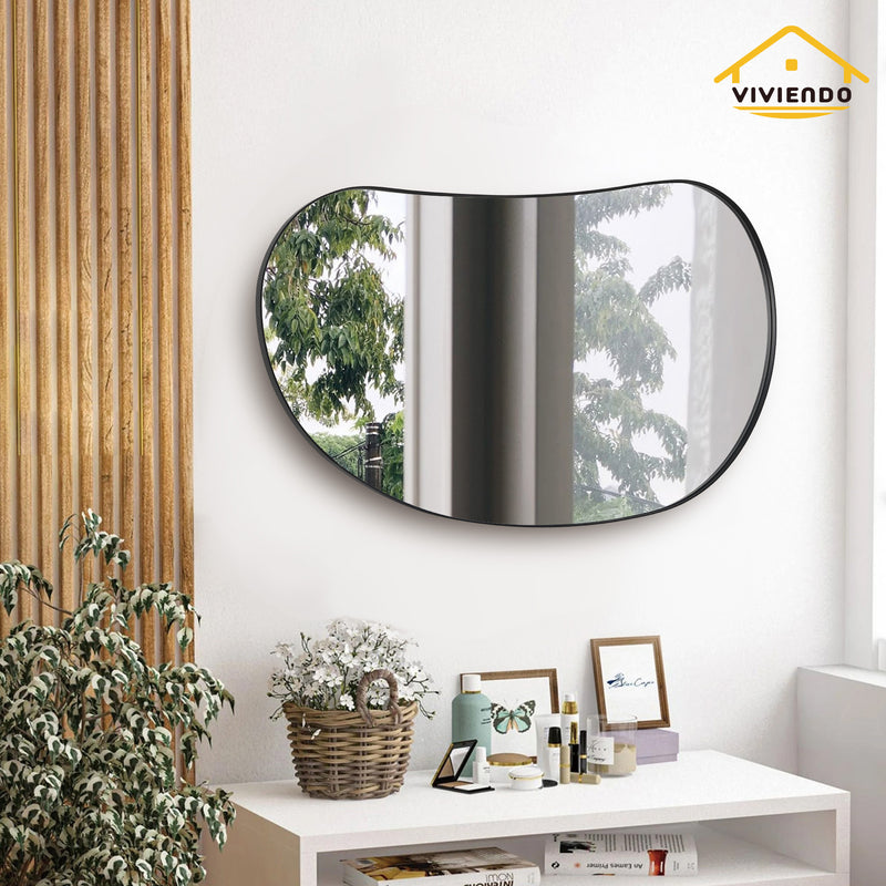 Viviendo Pebble Wall Mirror Irregular Shape Vanity Bathroom Mirrors Metal Frame