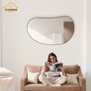 Viviendo Pebble Wall Mirror Irregular Shape Vanity Bathroom Mirrors Metal Frame