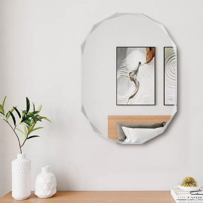 Viviendo Crystalline Mirror 60x80cm Beveled Edge Wall Mirrors Frameless Decorative