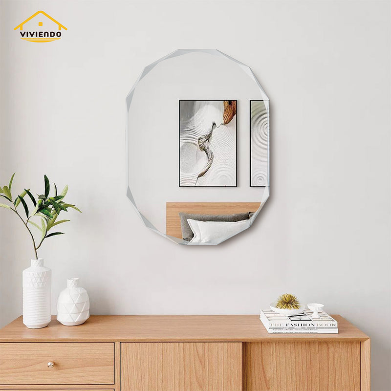 Viviendo Crystalline Mirror 60x80cm Beveled Edge Wall Mirrors Frameless Decorative