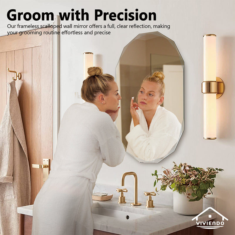 Viviendo Crystalline Mirror Beveled Edge Wall Mirrors Frameless Home Decorative