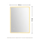 Viviendo 60x80cm Rectangular LED Wall Mirror Anti-fog Vanity Bathroom Mirrors