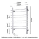 Viviendo Heated Towel Rail Rack Bathroom Stainless Steel Electric Rails 8 Bars