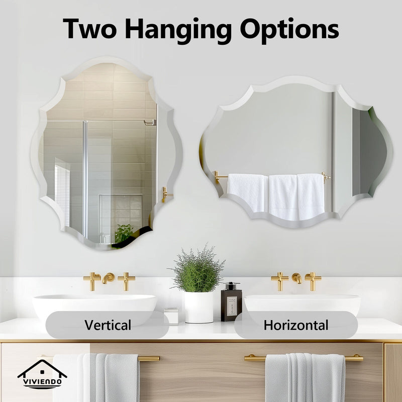 Viviendo Wall Mirror 60x80cm Beveled Edge Mirrors Frameless Decorative