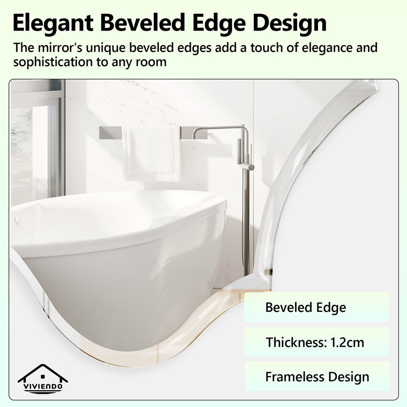 Viviendo Wall Mirror Beveled Edge Mirrors Frameless Decorative 60x80 / 70x90 cm